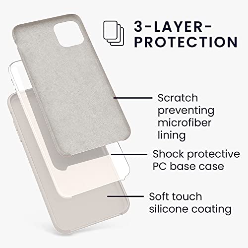 Image of VONZEE Liquid Silicone Soft Back Cover for iPhone 11 Case, Shockproof Slim Camera & Full Body Protection Non Yellowing Cover with Microfiber Lining & Logo Cut (6.1 Inch) -Stone Grey