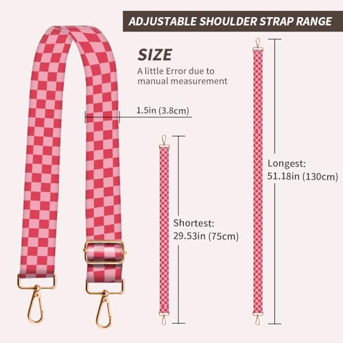 Image of Purse Strap Replacement Crossbody, 3.8cm Wide Shoulder Strap Adjustable Replacement Belt Gold Buckle