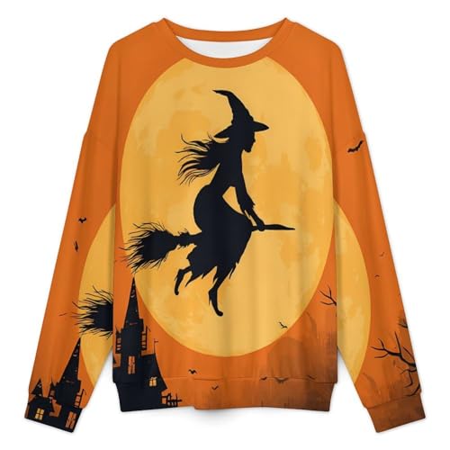 Halloweens Prints Fall Casual Loose Long Sleeve Crewneck Pullover Sweatshirt for Men And Women3