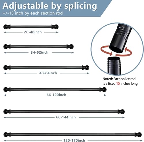 Extra Long Curtain Rods 120-inch To 170-inch,1”Heavy Duty for Living Room,Bedroom,Outdoor Patio,Metal Drapery Rod for 10-14.2 ft Curtain Pole With 4 Adjustable Brackets by Barcetine - Image 2