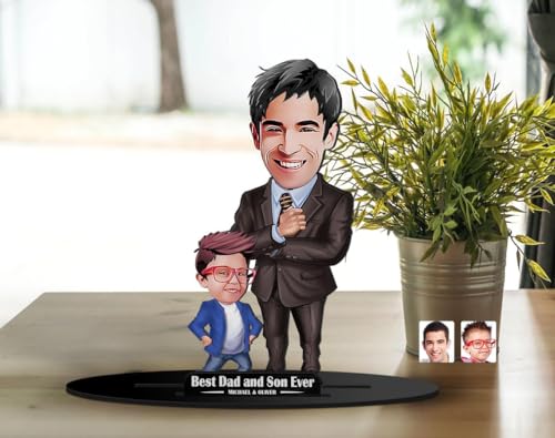 Image of THE GRANDEUR Personalized Father's Day Gift Caricature - for Dad, Papa, Dadaji | Unique Gift for Daddy, Grandpa, Husband from Son Daughter (Design 7)