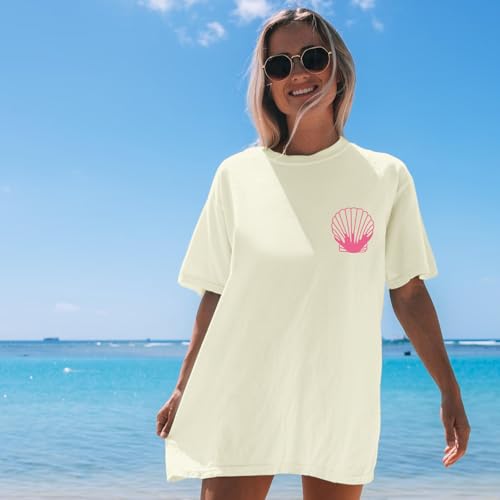Image of Hawaiian T Shirts for Women Oversized Aesthetic Hibiscus Flower Beach Shirt Teens Preppy Tropical Graphic Tee Tops