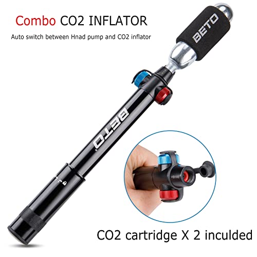Bike Pump & Co2 Inflator - 2 X 16G Threaded Co2 Cartridges Included - Presta & Schrader Valve Compatible - 160 Psi Portable Bike Tire Pump For Road Mountain Bike (Style:c) #TOP2