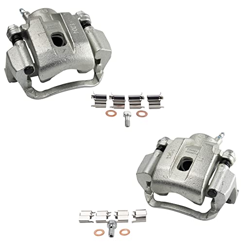 Image of TRQ Rear Brake Caliper Set Zinc Coated Brackets Hardware Compatible with 2008-2015 Toyota Sequoia 2007-2015 Tundra