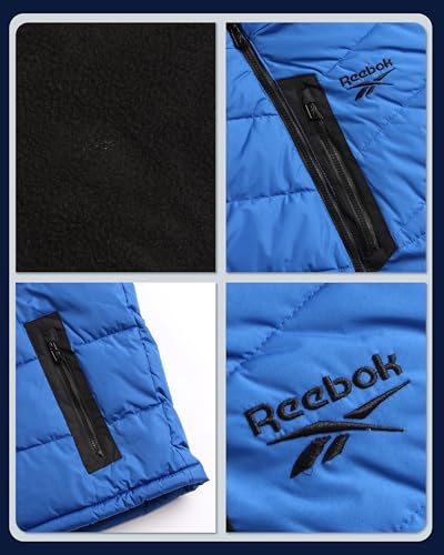 Image of Reebok Mens Winter Jacket - Thick Heavyweight Ski Winter Coat - Warm Insulated Quilted Hooded Puffer Coat for Men