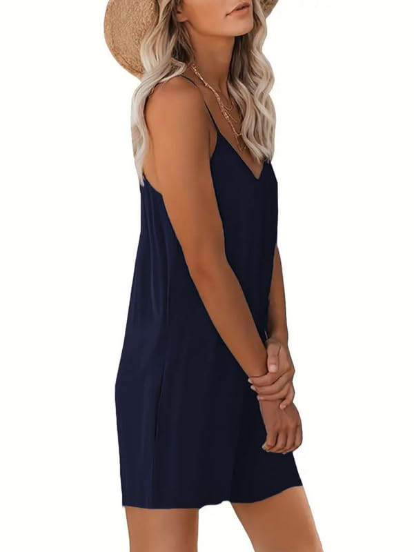 Haibang Salopette Donna Estiva Tute Corte Donna Senza Manica Allentata Casual Jumpsuit con Tasche Sexy Playsuit Morbida Monopezzi e Tutine Elegante Overall Romper Pantaloncini Spiaggia Vacanza Outfit