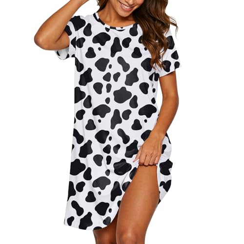 Image of American Trends Nightgowns for Women Cotton Night Shirts Short Sleeve Knee-Length, Sleep Shirts Summer Pajamas Sleepwear