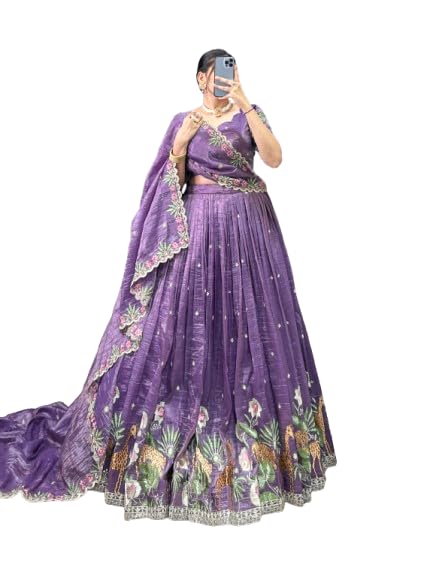 KrishuEthnics Designer Bridal Lehenga Choli Set with Embroidered Border, Traditional PartyWear Collection