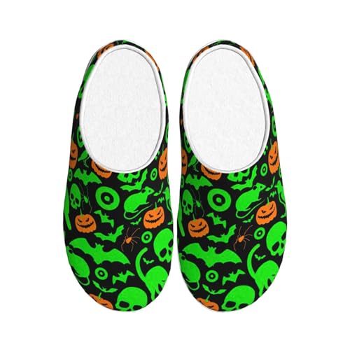 Pantoufles en peluche citrouille d'Halloween EdWal vertes pour adulte taille 39