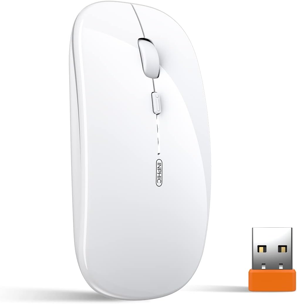 Mouse Wireless Ricaricabile - Bluetooth 5.0/2.4GHz, 4000DPI, Silenzioso, Per PC/Mac/iPad - Foto 3