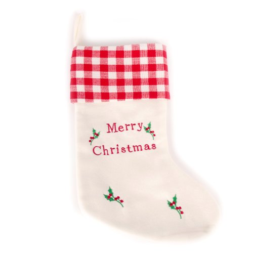 WeRChristmas Chaussette de Noël à Suspendre Motif Merry Christmas brodé Rouge/Blanc 48 cm Cover