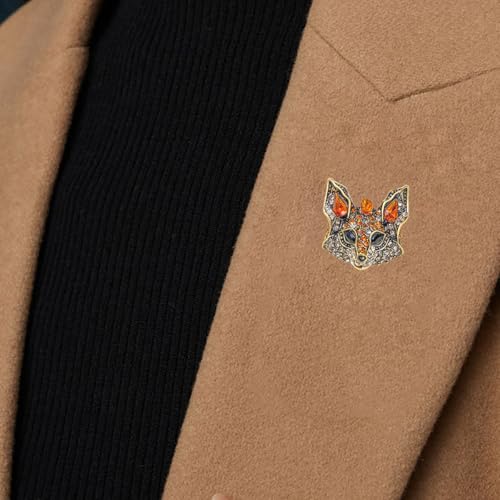 Image of Rhinestone Small Fox Brooch Pin for Women Clear Crystal Cluster Animal Head Brooches Lapel Pins CZ Dress Accessories Suit Collar Decoration Jewelry for Christmas Halloween