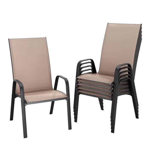 Image of JEAREY Patio Dining Chairs Set of 6, Stackable Outdoor Chairs, Coffee