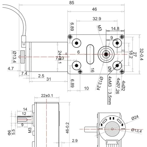 Moteur à engrenages CC 12V avec encodeur Turboworm 371 et support motor - 4