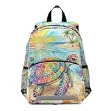 Tojipo Kids Backpack with Leash Toddler Backpack Preschool Children's Schoolbag Fashion Daypack Boys and Girls Sea Turtle