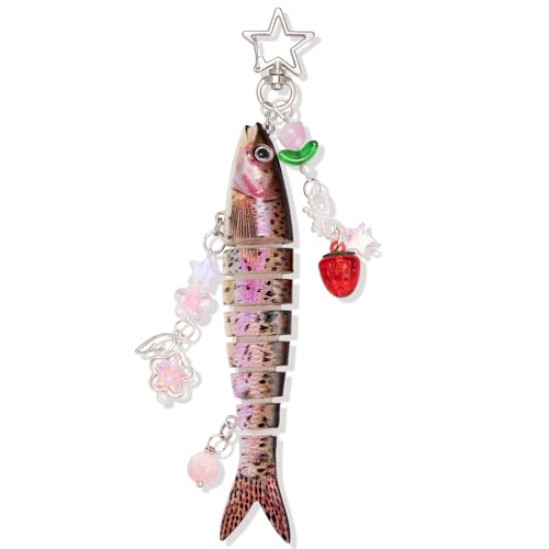 XGALBLA Cute Lifelike Fish Keychain for Bass Trout, Aesthetic Y2K