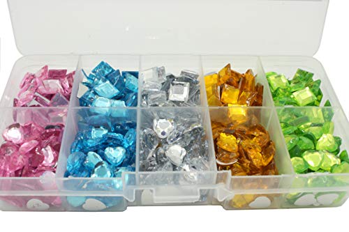 Craft Sensations über 1400 künstliche Schmucksteine Edelsteine Strasssteine Glitzersteine Gemstones zum Basteln Bunt Sortiert in Zwei Praktischen Aufbewahrungs-Boxn