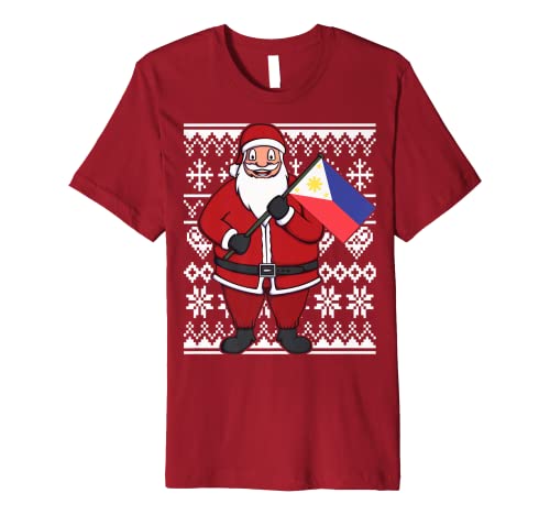 Ugly Christmas Philippines Flag Santa Filipino Gift T-Shirt