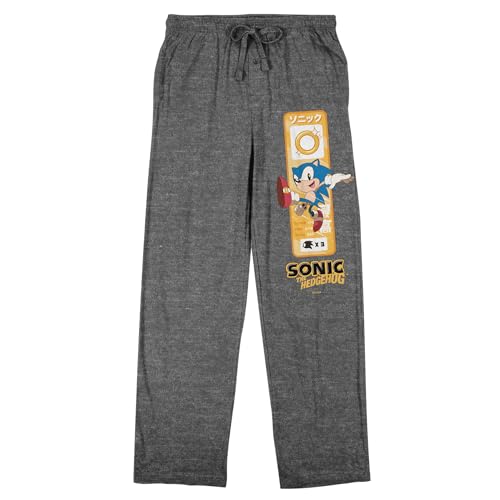 Sonic The Hedgehog Sonic in Action Men's Heather Gray Sleep Pants