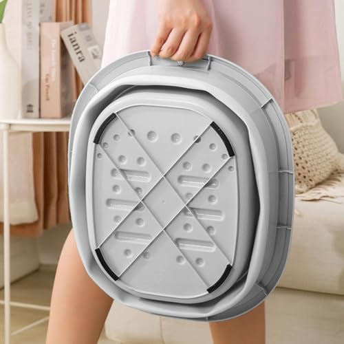 Tina Plegable para Pies Plástico Portátil con Tapa Gris miniatura 4