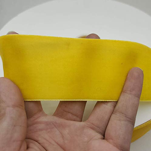 Image of 10 Yards Velvet Ribbon Spool (Yellow, 2 inch)