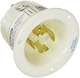 Locking Devices, Twist-Lock, Industrial, Flanged Inlet, 30A 3-Phase Delta 250V AC, 3-Pole 4-Wire Grounding, L15-30P, Screw Terminal, White