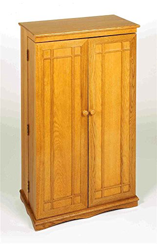 Leslie Dame Solid Oak Multimedia Storage Cabinet with Classic Mission Style Doors, Honey Oak