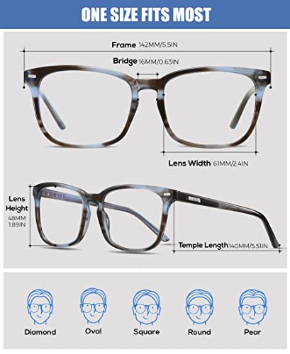 Image of DUCO Retro Square Blue Light Glasses For Men Blue Ray Blocking Glasses Computer Gaming Glasses Nylon Lens Acetate Frame Blue 8302
