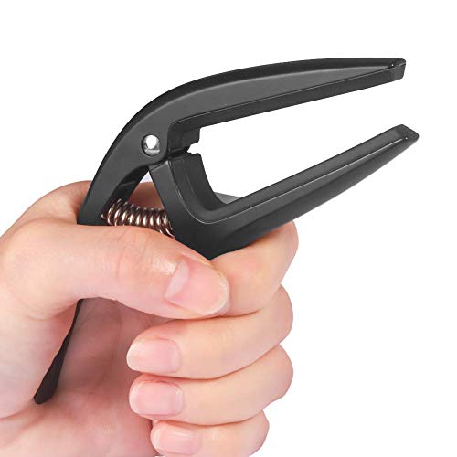 U/K Capo de guitare en alliage de zinc, mode capo noir avec clip pour appuyer sur le bouton confortablement et pratique. - Les Beatles, Paul McCartney, John Lennon, RIngo Starr, George Harrison U/K Capo de guitare en alliage de zinc, mode capo noir avec clip pour appuyer sur le bouton confortablement et pratique. – Image 5