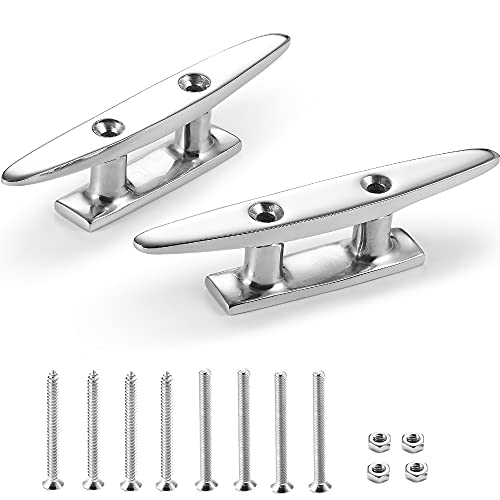 Image of Boat Cleat Open Base 4 /5 /6 /8 inch, Dock Cleat 316 Stainless Steel Marine Grade, Include Installation Screws