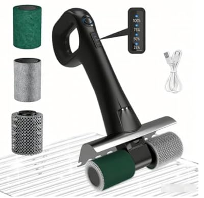 BYESHOP Cordless Electric Grill Cleaning Brush, 800RPM Powerful BBQ Brush with LED Light & Interchangeable Heads, Bristle-Free Rechargeable Grill Cleaner for Outdoor Grill