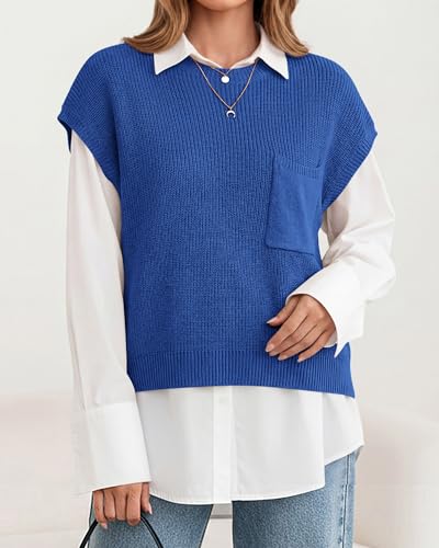 Image of KIRUNDO Summer Fall Short Sleeve Sweater for Women 2026 Casual Sweater Vest Cotton Knit Pullover Tank Tops Fashion Clothing