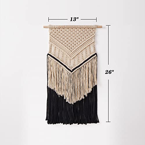 Mokof Boho Macrame Wall Decor, Small Macrame Wall Hanging For Bohemian Home Bedroom Living Room Decor, 13"X26" (Black) #TOP5