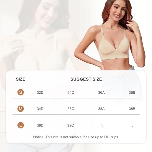 Image of Eleplus 3 Pieces Deep V Wireless Bras for Women Seamless Comfy Bralettes Lightly Lined Multicolors Pack