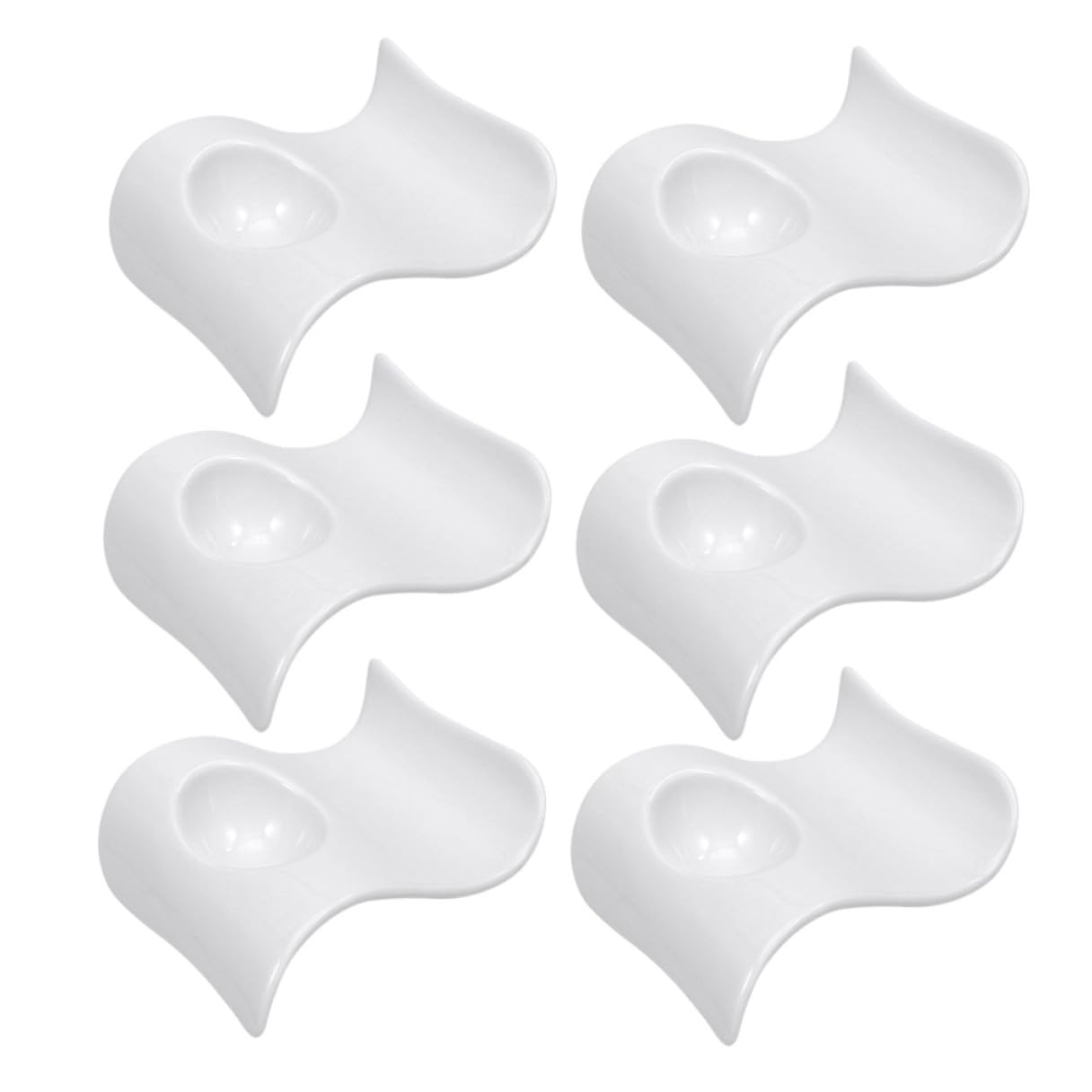 Baluue 6 Pièces Supports à Œufs en Céramique Blanc pour Petit-déjeuner, Coquetiers Pratiques Modernes pour Tenir Œufs Durs et Plateau de Service Élégant
