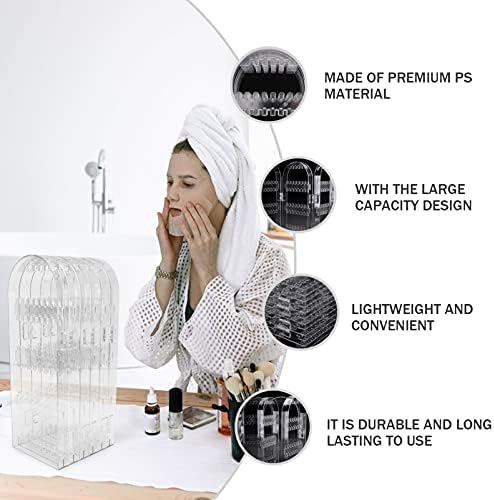 Holibanna Folding Earring Holder and Jewelry Organizer 360 Holes 5 Tiers 6 Doors Foldable Jewelry Rack Display Stand for Necklaces Earrings Piercings Women Transparent