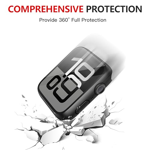 Misxi [2 Pack] Waterproof Hard Case with Tempered Glass Compatible with Apple Watch Series 11 (2025) Series 10 42mm, Ultra-Thin Anti-Fall Protective Cover for iWatch Screen Protector, Matte Black by Misxi - Image 5
