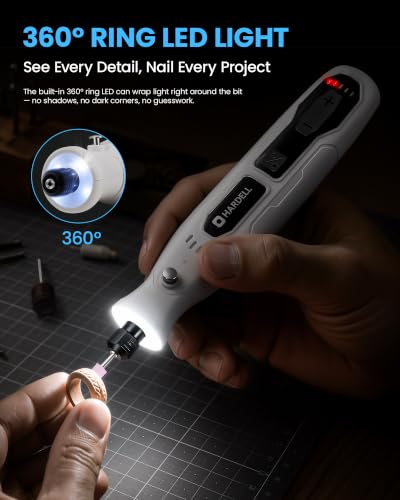 Image of HARDELL Cordless Rotary Tool kit, 5-Speed 70pc Kit for Sanding & Engraving