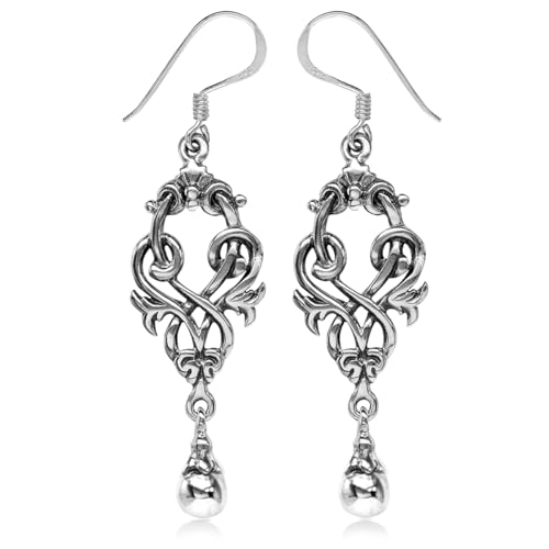 Silvershake 925 Sterling Silver Victorian Style Dangle Hook Earrings or Pendant with Necklace