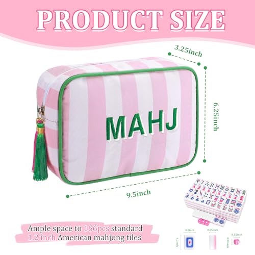 Bolsa para fichas Mahjong con diseño rosa y cremallera miniatura 2