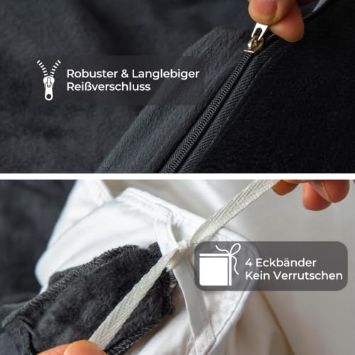 Soifox Winter Flanell Bettwäsche 135x200 4-teilig Anthrazit 100% Polyester – Ansicht 4