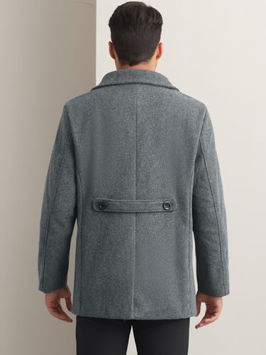 Lars Amadeus Double Breasted Coat for Men's Notched Collar Formal Classic Peacoat3