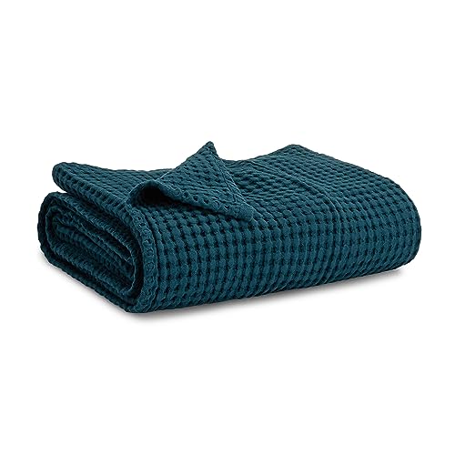 Image of Comfy Cubs Waffle Weave Baby Blanket - 40” x 40” Cotton Blanket with Textured Design - Lightweight Swaddle for Bed, Crib, Stroller, or Couch - Soft and Cozy Cover for Toddlers, Boys & Girls - Neptune