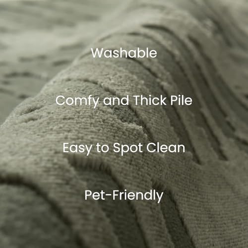 Revival Rugs Shell 7'10"x10' Washable Area Rug for Living Room Bedroom - 100% Recycled Oeko-TEX Certified, Medium Pile, Green - Image 2