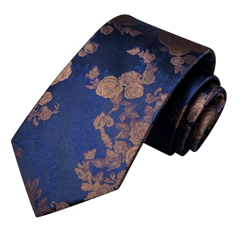 Image of Hi-Tie Silk Ties for Men Plaid Paisley Striped Necktie Pocket Square Cufflinks Set Formal Business