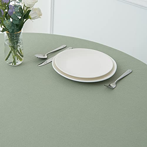 Image of maxmill Round Textured Tablecloth Spill-Proof Wrinkle Free Soft Jacquard Table Cloth for Circular Table Cover, for Dining Room Buffet Banquet Parties Holiday Dinner, 70 Inch, Sage Green