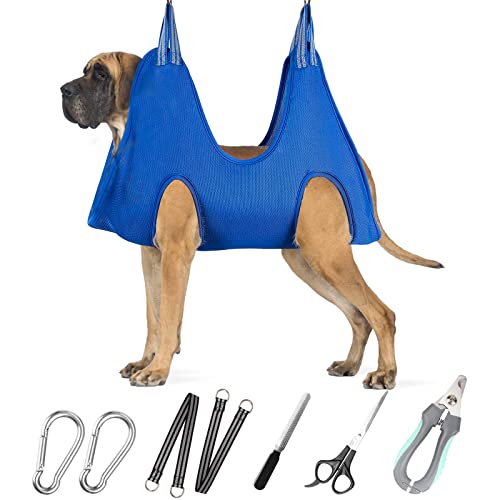 ATESON Pet Grooming Hammock for XXL Large Dogs with Nail Clippers/Nail Trimmers/Grooming Scissors, Dog Grooming Harness for Nail Trimming, Pet Grooming Sling Helper, XXL for Giant Dogs 120LB