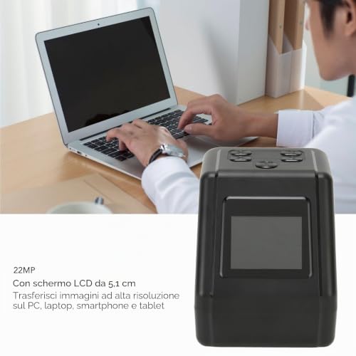 Ausla Scanner per Pellicole e Diapositive, Convertitore Negativo Digitale Ad Alta Risoluzione per 135 110 126 Pellicole Super 8, 12 MP con LCD da 2 Pollici per Uso Domestico