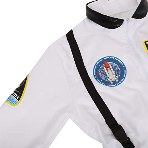 frawirshau Astronaut Costume Adult Role Play Cosplay Costumes Spacewoman Flight Jumpsuit Space Suit for Women White XS