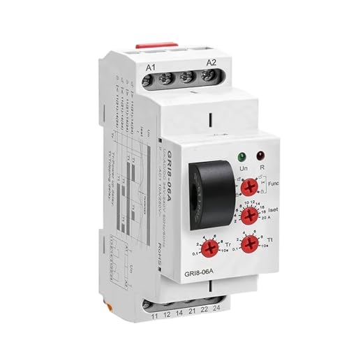 Relais de contrôle de courant GRI8-06 AC/DC 24V-240V 8A avec 2NO 2NC pour armoire électrique